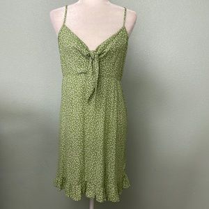 Cotton On Green Floral Women Kiara Tie Front Mini Dress